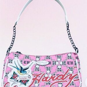Ed Hardy Pink and White Shoulder Bag